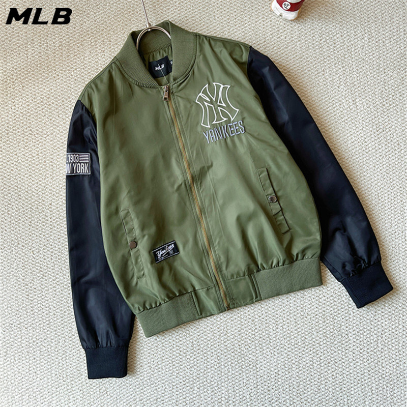 Mlb Đồng phục bóng chày thời trang Áo khoác thêu Unisex NY Áo khoác bóng chày thông thường Vải Nylon