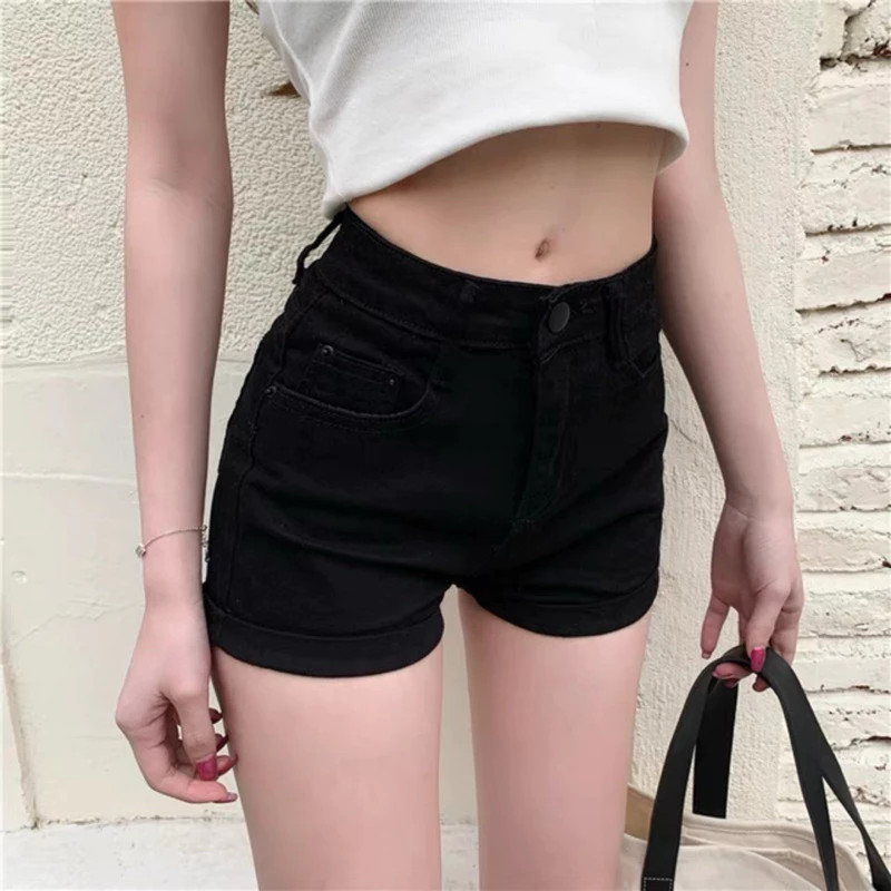 Quần short nữ phong cách mới hot girl sexy quần short denim nữ cơ bản co giãn cạp cao quần short nữ | BigBuy360 - bigbuy360.vn