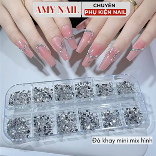 Khay đá gắn móng mini, đá nail mix nhiều hình trang trí móng