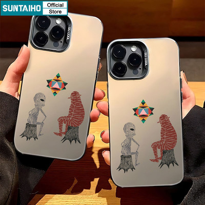 Suntaiho Thẩm Mỹ Người Ngoài Hành Tinh Trò Chuyện Họa Tiết Trong Suốt Mờ Dành Cho Iphone 16 15 14 13 12 11 Pro Max IMD TPU Silicon Cao Cấp Chống Sốc Ốp điện thoại