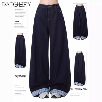 DaDuHey New American Style Ins High Street Hip Hop Jeans Niche High Waist Loose Wide Leg Pants plus Size Trousers