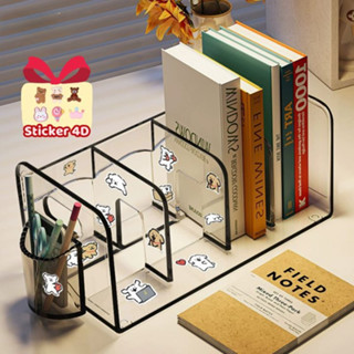 Kệ đựng sách để bàn trong suốt nhiều ngăn chất liệu Acrylic dày dặn, cao cấp có tay cầm tiện dụng