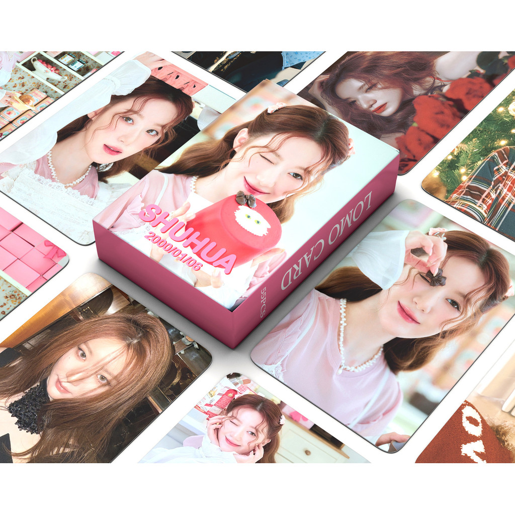 55 Chiếc (G) I-DLE MINNIE HER Blind Eyes Red Lomo Cards 2025 Lovely Bakeshop I DOL neverland Klaxon 