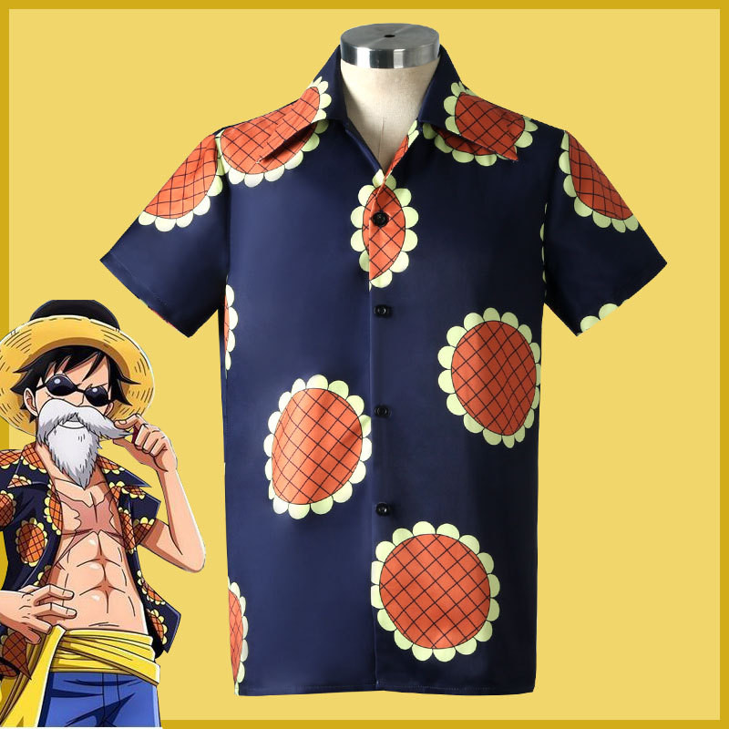 Trang phục Cosplay One Piece Monkey D Luffy thiết kế hoa hướng dương, áo sơmi tay ngắn