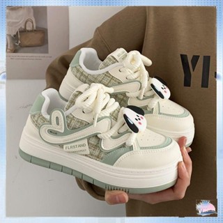 Giày trắng mũi to dễ thương xấu xí Giày nữ sinh viên đế dày 2024