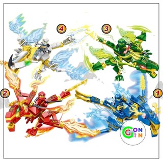 Đồ chơi Minifigures ninjago rồng đỏ trắng xanh Lord Dragon bộ lắp ráp nhân vật cưỡi rồng bay cho bé trai Gon Gin