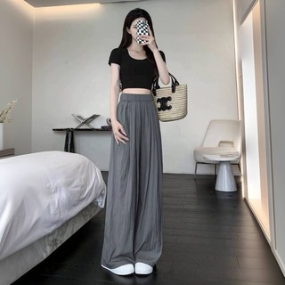 Quần ống rộng vải đũi, quần đũi suông ống rộng cạp chun giả váy