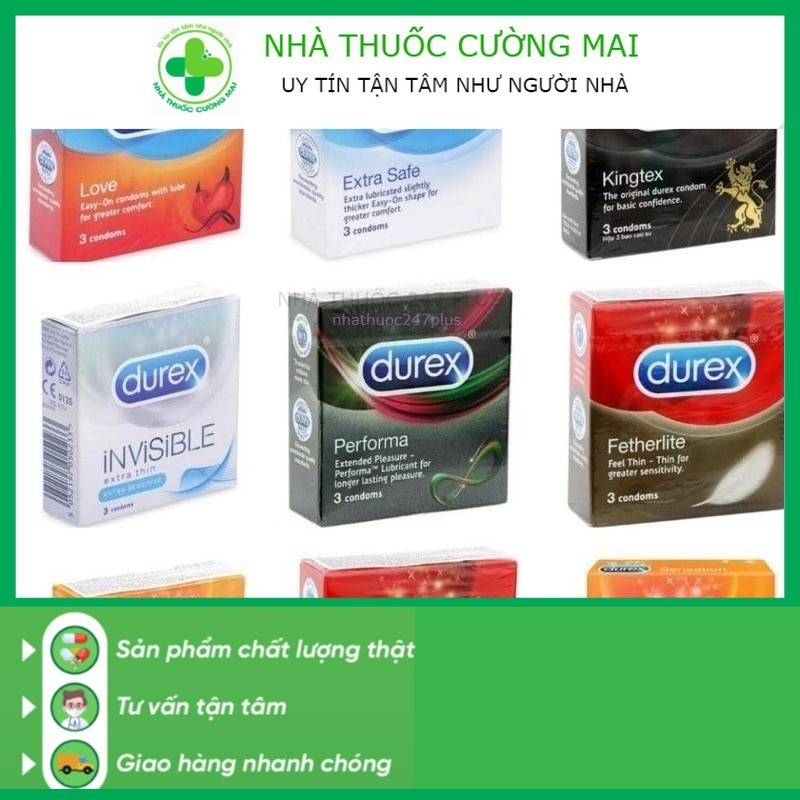 <FREESHIP > Combo 3 hộp BCS  Durex tuỳ chọn