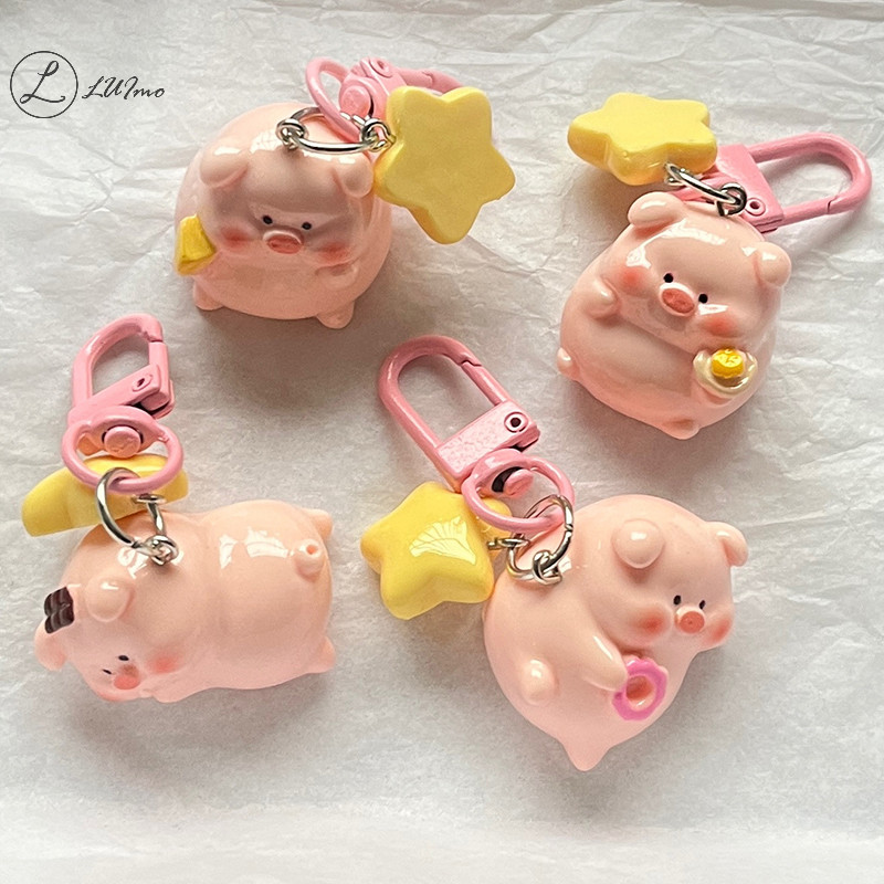 Luimo Ba Chiều Lợn Hồng Móc Khóa Mặt Dây Chuyền Động Vật Dễ Thương Khóa Ngôi Sao Móc Khóa Dễ Thương Chú Heo Nhỏ Mẫu Móc Chìa Khóa Trẻ Em Quà Tặng * Bán Chạy