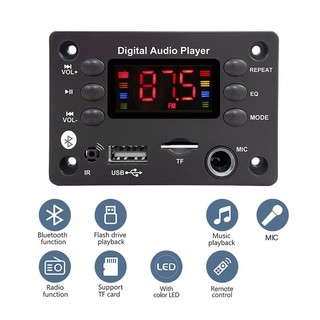 Dc 5v 12v bluetooth 5.0 mp3 wma wav ape decoder board rảnh tay micro âm thanh ô tô usb tf fm radio mp3 loa nghe nhạc