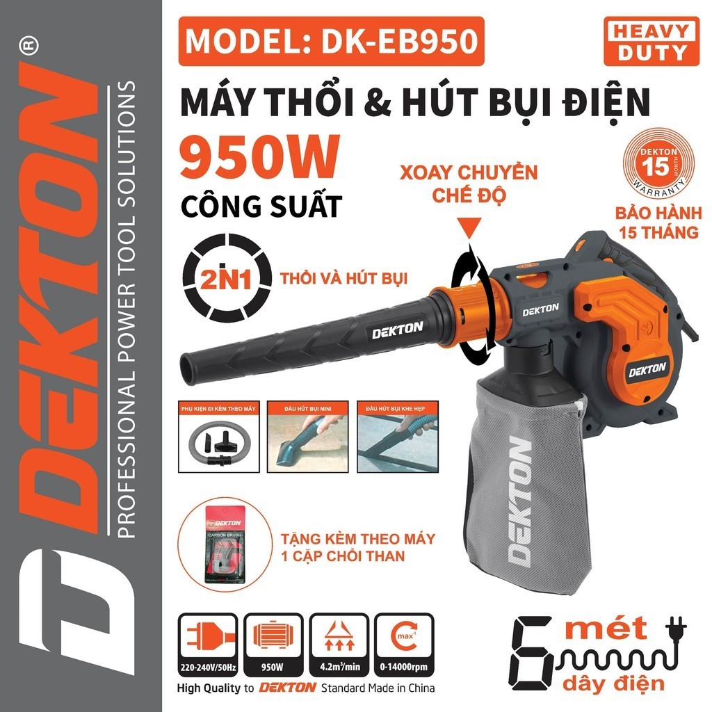 DK-EB950 Máy thổi bụi - hút bụi 2 trong 1 950W DEKTON / Màu Xanh - Màu Xám Chính Hãng Dekton Giá TỐT