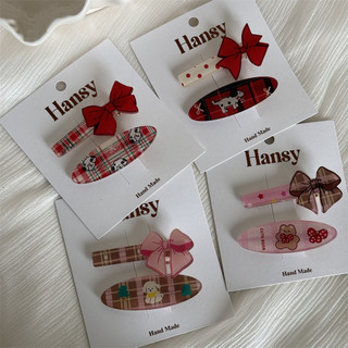 Kẹp tóc nữ Bangs Kẹp tóc nơ màu hồng 1 cặp