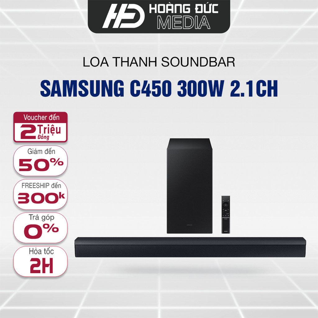 Bộ loa thanh Samsung HW-C450/XV Mẫu 2023 và B450f mẫu 2022  300W 2.1 Hàng Chính Hãng Bảo Hành 12 Thá