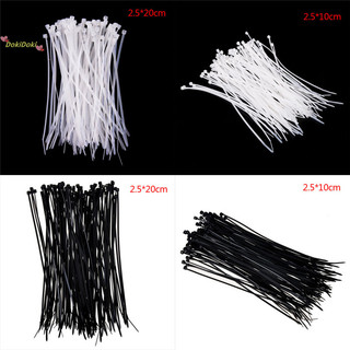 100 chiếc Dây buộc dây cáp màu trắng đen Dây buộc dây buộc cáp Nylon tự khóa