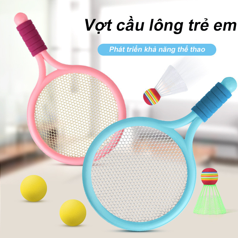Bộ Vợt Cầu Lông Đồ Chơi Ngoài Trời Cho Trẻ Em，Gửi một  1 quả bóng tennis và 1 cầu lông，Giúp con bạn tập thể dục