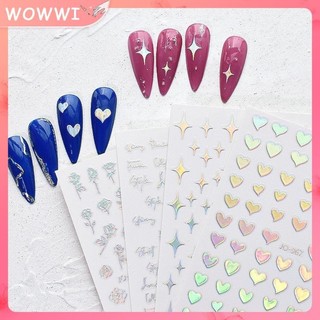Phản quang lấp lánh 3d dán móng tay đề can laser bạc trái tim tình yêu bướm miếng dán cho móng tay lấp lánh chuyên nghiệp móng tay nghệ thuật trang trí