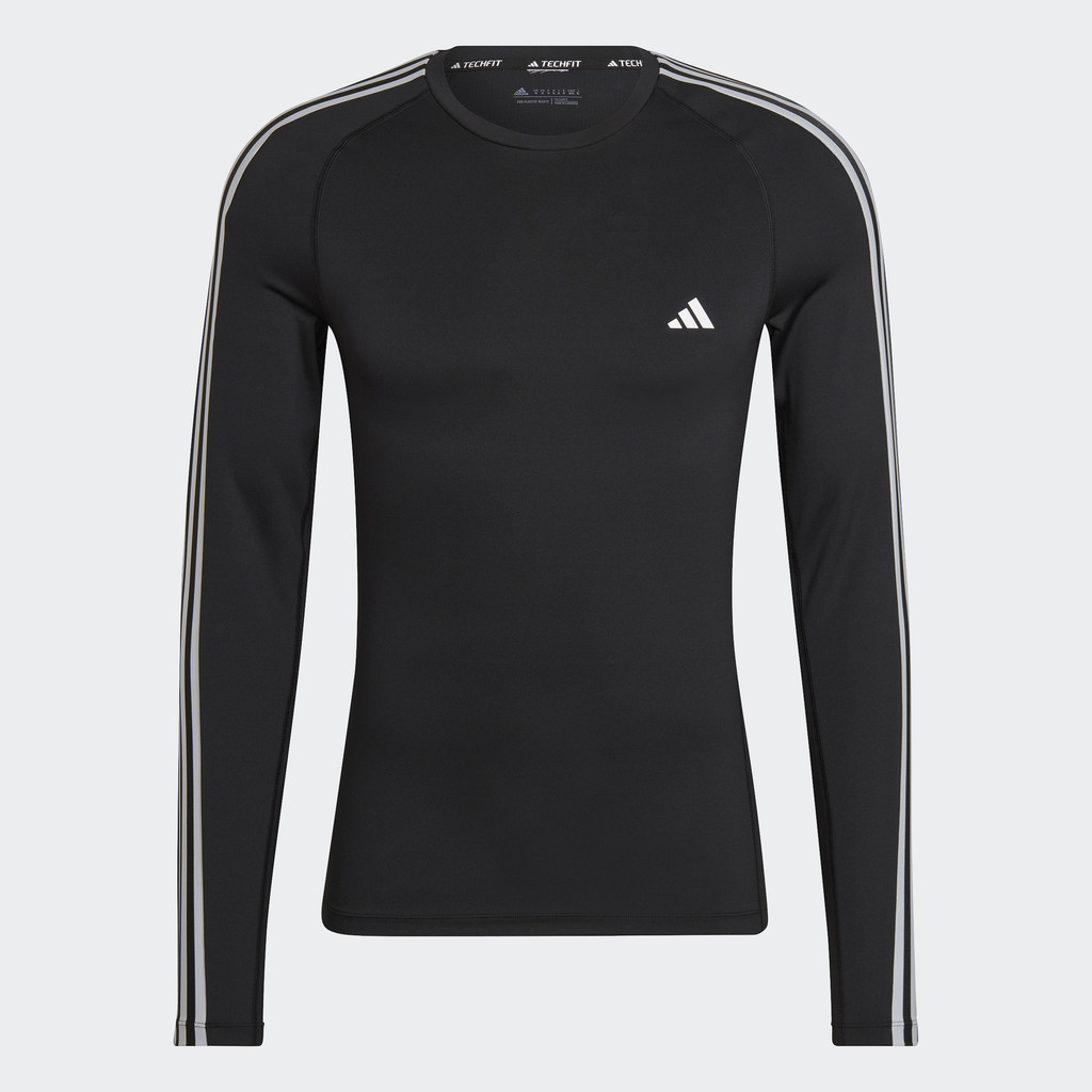 adidas Tập luyện Áo Thun Dài Tay Tập Luyện 3 Sọc Techfit Nam Đen HD3532