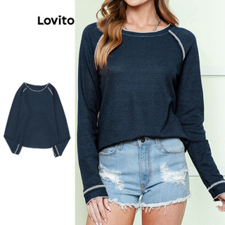 Lovito Áo thun thể thao trơn màu trơn thể thao cho nữ LNL61057