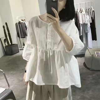 Trơn Cho Bé Áo Sơ Mi Mỏng Hơn Nhìn Top Quần Áo Mùa Hè Rời Nửa Tay Cao Cấp Chui Đầu Vải Lanh Tay Áo Sơ Mi