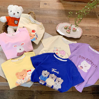Áo Thun Ngắn Tay Bé Gái Mùa Hè Phong Cách Mới Thường Ngày Cho Bé Hoạt Hình Vừa Lớn Trẻ Em Cotton Nguyên Chất Trẻ Em Trẻ Em Quần Áo Trẻ Em