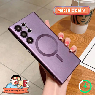 Dành Cho Samsung Galaxy Z-Flip 3 4 5 Note 20 Ultra Note 10 Plus S10 S20 S21 S22 S23 S24 Ultra Plus FE Ốp Chống Vân Tay Từ Tính Mỏng Mờ Có Lưới Bảo Vệ Ống Kính