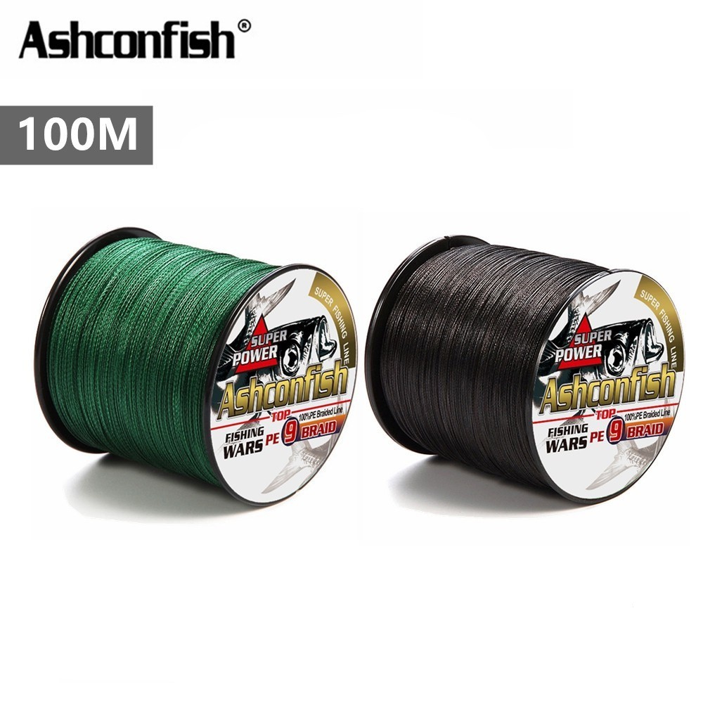 Ashconfish 100M 9 sợi Dyneema bện dây câu 10-310lb PE đen xanh bện dây câu PE