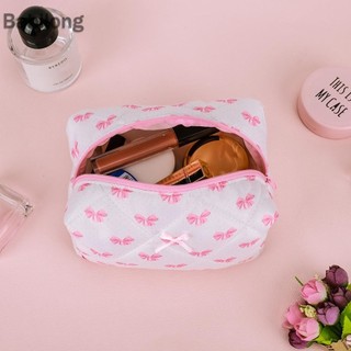 Túi trang điểm họa tiết nơ dễ thương Túi đựng mỹ phẩm bằng vải Cotton Túi đựng đồ vệ sinh dành cho nữ