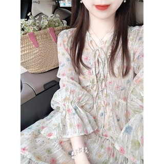 Váy Liền Hoa Nhí Phong Cách Dịu Dàng Váy Dài Kiểu Pháp Khí Chất Siêu Đẹp Và Ngọt Ngào Phong Cách Cao Cấp Mới