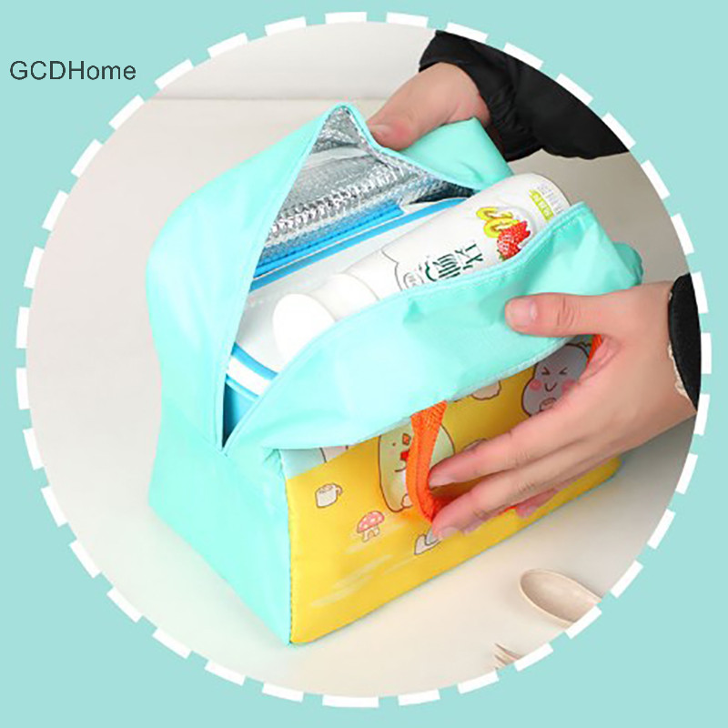 Gcdhome Di Động Hoạt Hình Tote Nhiệt Hộp Cơm Trưa Túi Nhôm Lá Văn Phòng Sinh Viên Bento Lưu Trữ Túi Cách Nhiệt Làm Mát Túi Ăn Trưa HOT