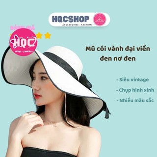 Mũ cói nón cói đi biển vành đại viền đen loại to