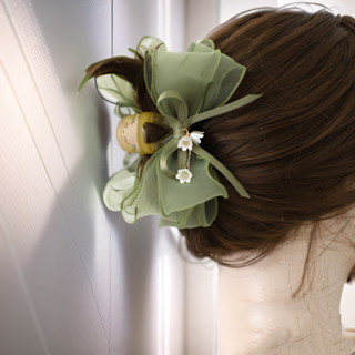Hoa Xanh Tua Rua Kẹp Tóc Thời Trang Hàn Quốc Lưới Thanh Lịch Nơ Tóc Phụ Kiện Tóc Cho Nữ