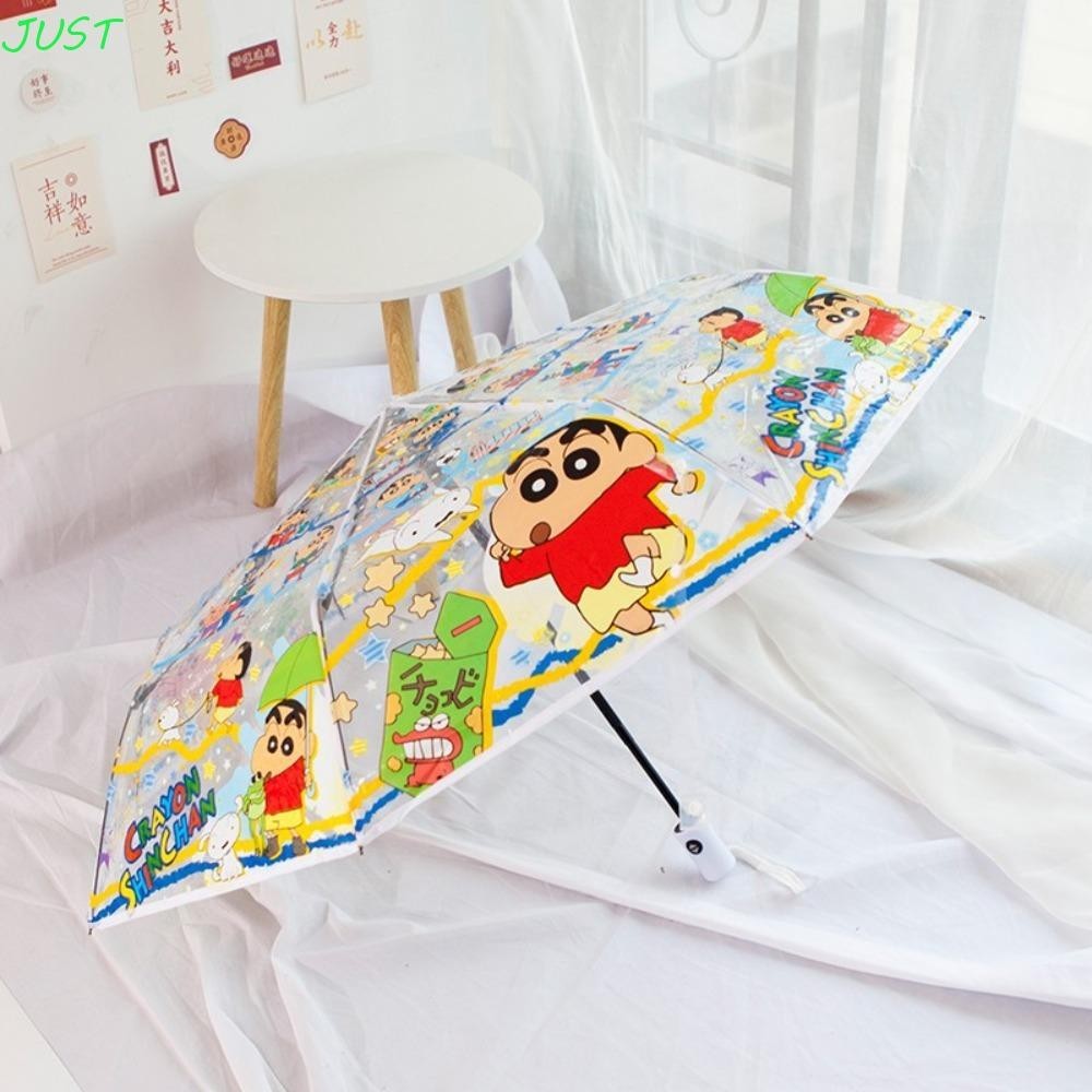 JUST Crayon Shin chan Ô tự động, Bút chì in hình chó trong suốt Shin chan Ô chống nắng gấp, Ô chống 