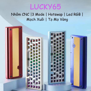 Kit bàn phím cơ lucky 65 | lucky65 - nhôm cnc - 3 mode kết nối - hotswap - mạch xuôi - led rgb