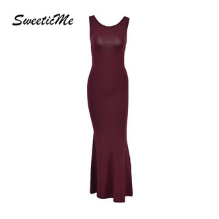 SweeticMe Váy Nữ Thời Trang Mới Không Lưng Gợi Cảm Slim Fit Đảng Đuôi Cá Đầm Dài