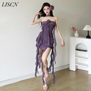 LISCN váy Đầm váy nữ body đầm Casual Fashion Phong cách Cổ điển WLQ2451JUA 25Z240616