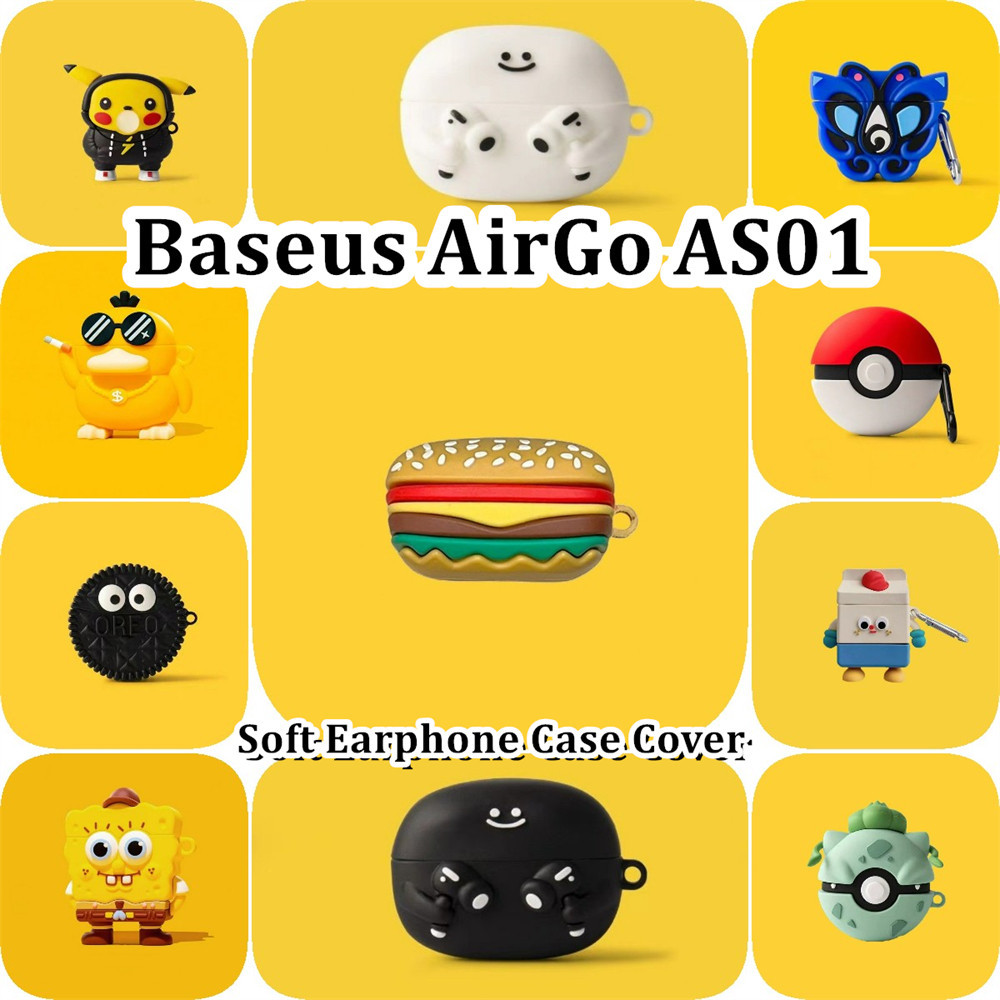 Dành Cho Baseus AirGo AS01 Ốp Lưng Ý Tưởng Hợp Thời Trang Hoạt Hình Silicon Mềm Vỏ Tai Nghe NO.2