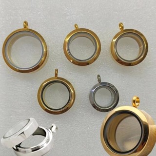  Vòng cổ bằng thép không gỉ sợi dày xoay Gawu hộp kính trong suốt hai mặt bên trong mặt dây chuyền lúa mạch cao nguyên lúa mạch 