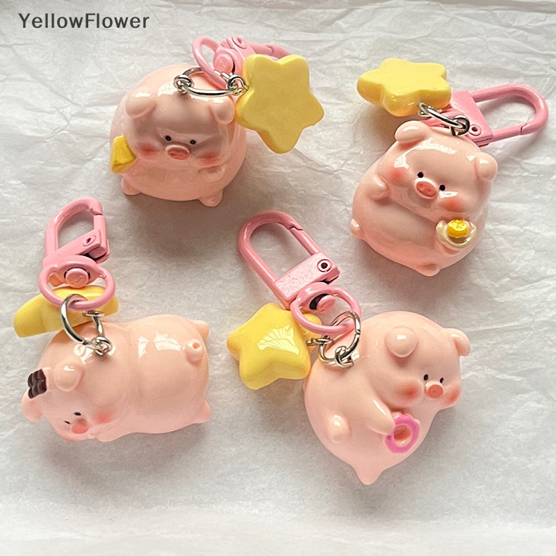 Yellowflower Ba Chiều Lợn Hồng Móc Khóa Mặt Dây Chuyền Động Vật Dễ Thương Khóa Ngôi Sao Móc Khóa Dễ Thương Chú Heo Nhỏ Mẫu Móc Khóa Trẻ Em Quà Tặng TH