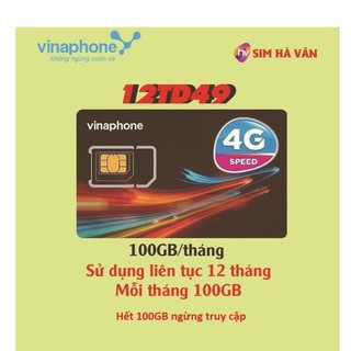 12td49 - sim vinaphone, mỗi tháng 100gb, hết 100gb ngừng truy cập