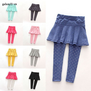 Quần legging phối váy hoạ tiết chấm bi dễ thương dành cho bé gái