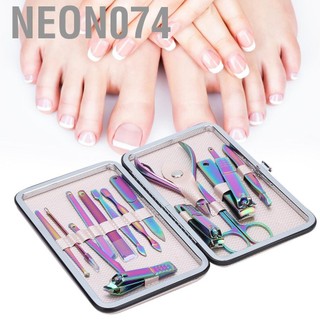 Neon074 15 Cái/bộ Dụng cụ cắt móng tay cầm tay Kéo làm móng Bộ dụng cụ chải chuốt Stainle WTD