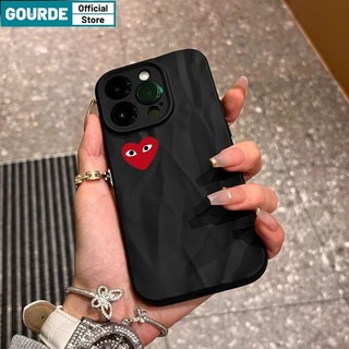 Gourde Ốp lưng Iphone đôi thời trang đen màu đỏ đơn giản icon Họa Tiết Ốp Điện Thoại Silicon Mềm gợn sóng Cao Cấp Chống Sốc Cho Iphone 15 14 12 13 11 Pro Max IP 7 8 Plus Iphon X XS XR XsMax
