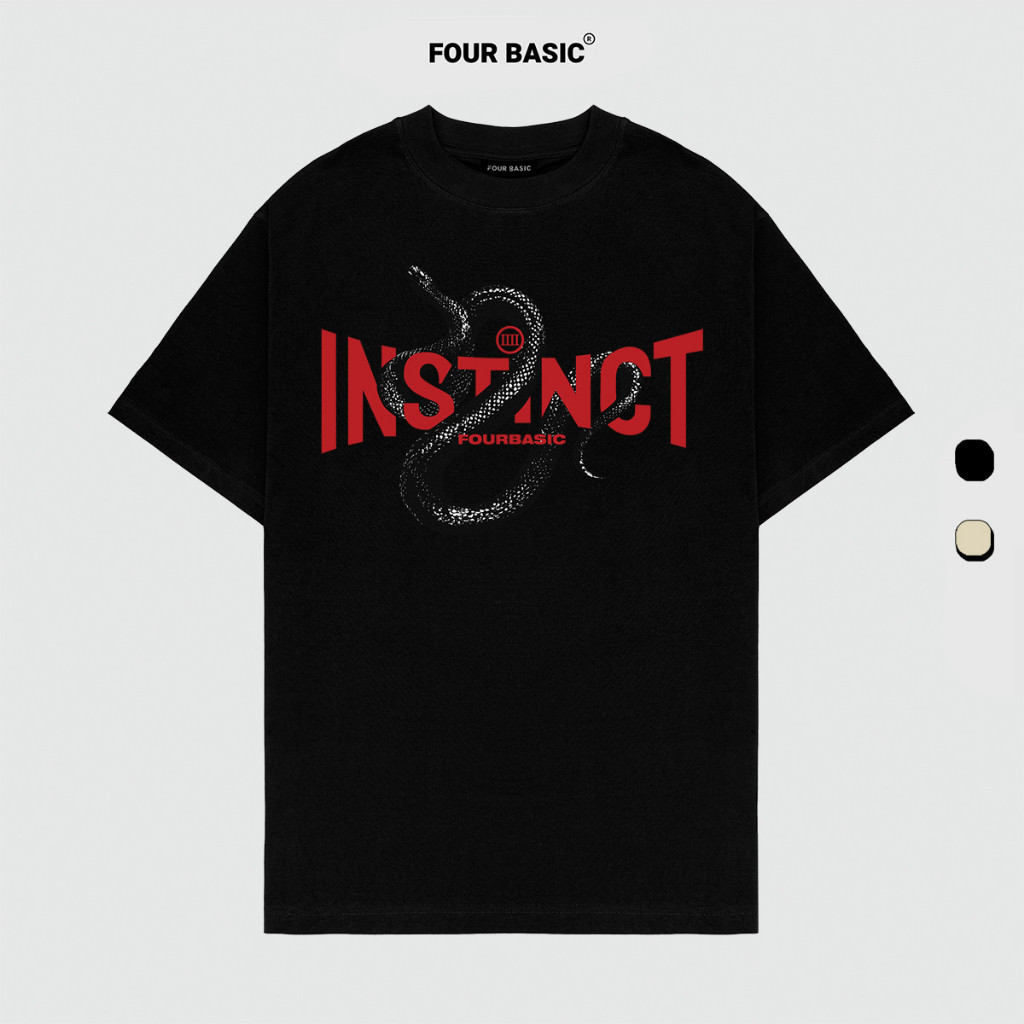 Áo thun Four Basic INSTINCT Fullbox phông Streetwear cổ tròn Nam Nữ 100% Cotton oversize form rộng T