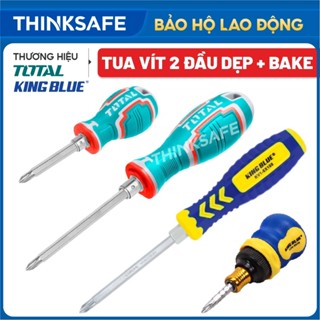 Tua vít 2 trong 1 TOTAL/ KINGBLUE Kích thước PH2 + SL6, chiều dài vít 75mm - 160 mm, Bộ tua vít đầu vít dẹp và bake