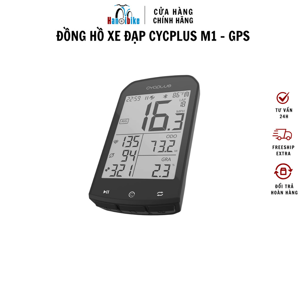 Đồng hồ xe đạp Cycplus M1 Sử dụng sóng vệ tinh GPS
