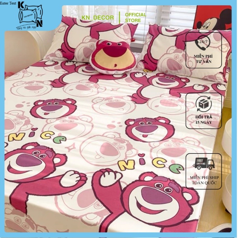 Bộ ga giường 3 món ga kèm 2 vỏ gối cotton poly 1m6x2m,1m8x2m