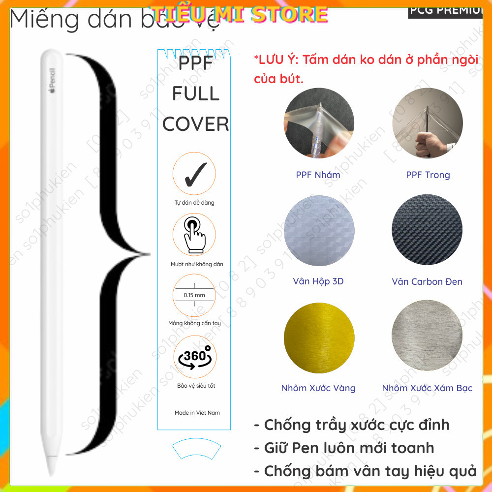 (combo 2 bộ) dán full body Apple Pencil 1/Apple Pencil 2/Apple Pencil USB-C/Pencil Pro giúp bảo vệ b