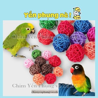 Combo 5 quả cầu mây nhiều màu sắc giúp Vẹt/Thú Cưng giải trí hoặc dùng trang trí.