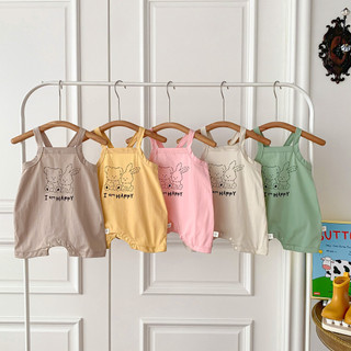2024 Phong Cách Mới Cho Bé Jumpsuit Quần Áo Mùa Hè Cho Bé Phong Cách Mới Áo Liền Quần Bé Trai Bé Gái Mỏng Thoáng Khí Cotton Thoải Mái Hoạt Hình Thỏ Jumpsuit