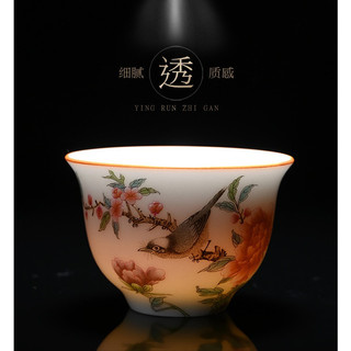 Chén Sứ Cảnh Đức Vẽ Tay Dung Tích 60 ml (Sứ Vỏ Trứng Thấu Quang)